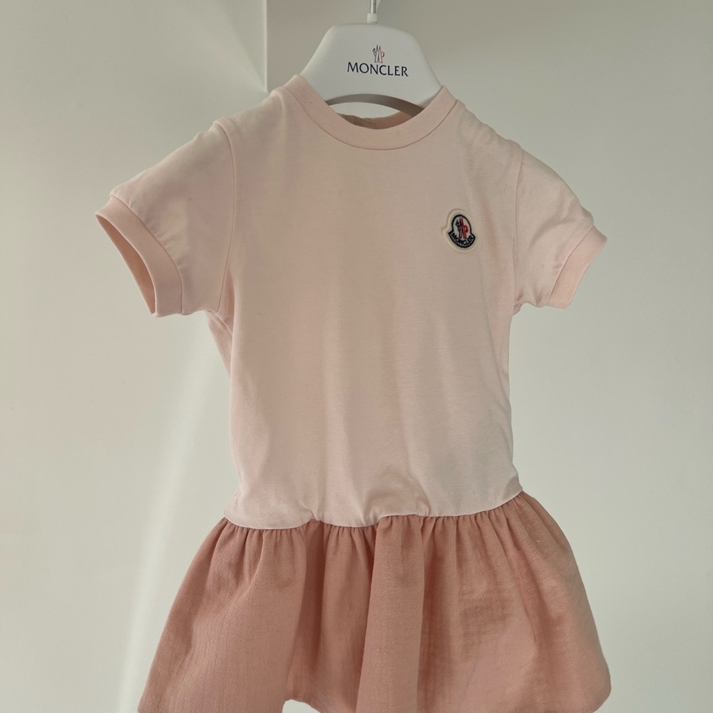 Moncler Light Pink Logo Appliqué T Shirt Dress